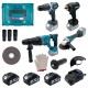 Аккумуляторный набор инструментов PROFI-TEC Combo Set 4/5 POWERLine (DHP485BL, PBH201, DGA20BL, PTW502) (3×PT2040MP (4.0 Ач), зарядное устройство)