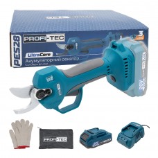 Акумуляторний секатор PROFI-TEC PES28 UltraCore  (20 В, безщітковий двигун, різ 15 / 28 мм, 152 різ/хв) 1×PT2020VX (2,0 А·год), зарядний пристрій