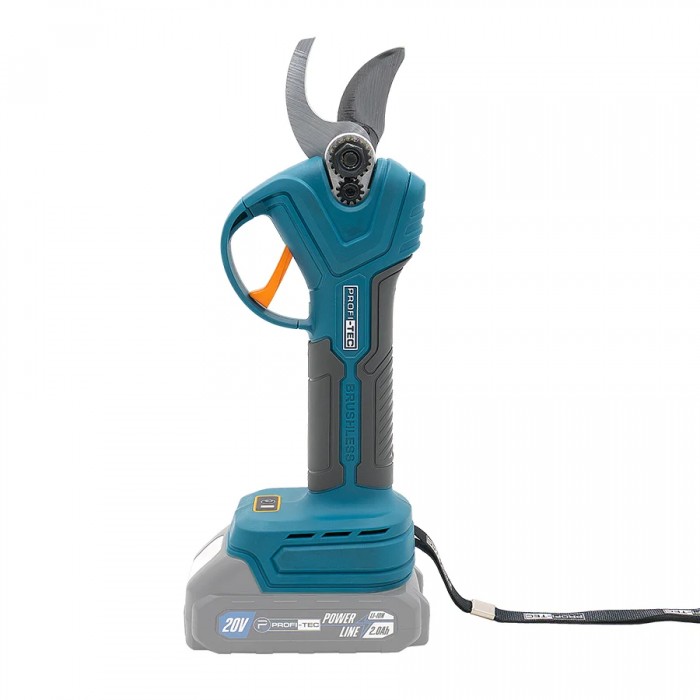 Акумуляторний секатор PROFI-TEC PES25 UltraCore (20 В, безщітковий двигун, різ 15 / 25 мм, 152 різ/хв) 1×PT2020MP (2.0 Aг), ЗП BC15V, коробка