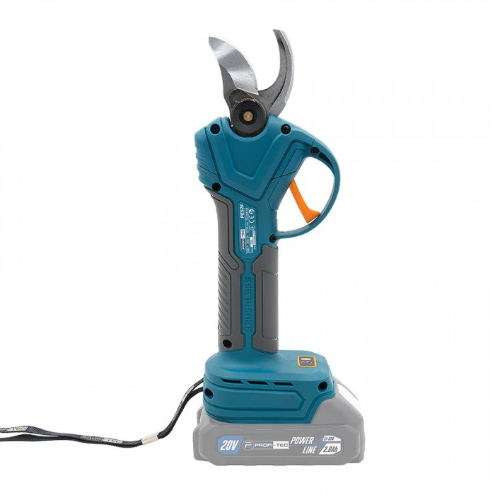 Акумуляторний секатор PROFI-TEC PES25 UltraCore (20 В, безщітковий двигун, різ 15 / 25 мм, 152 різ/хв) 1×PT2020MP (2.0 Aг), ЗП BC15V, коробка