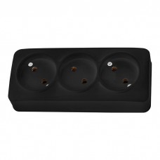 Розетка тройная без заземления черная EVA