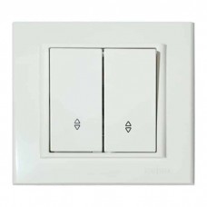 Выключатель проходной 2-клавишный белый MINA