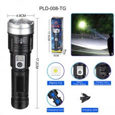 Фонарь PLD-008 WHITE LASER LED PM10-TG, Li-Ion аккум., power bank, индикация заряда, ЗУ Type-C, zoom, Box (PLD-008)