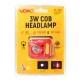 Фонарь налобный VOIN VL-167, 3W-COB (W/R)+3W XPE/АКБ800mAh/регул. наклона/сенсор (VL-167)