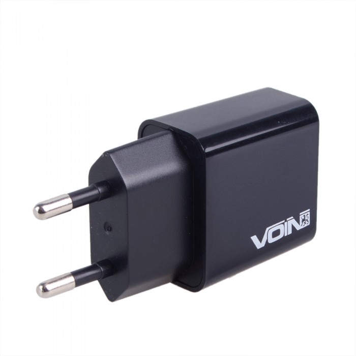 Сетевое зарядное устройство VOIN 28W, 2 USB, QC3.0 (Port 1-5V*3A/9V*2A/12V*1.5A. Port 2-5V2A) (LC-24428 BK)