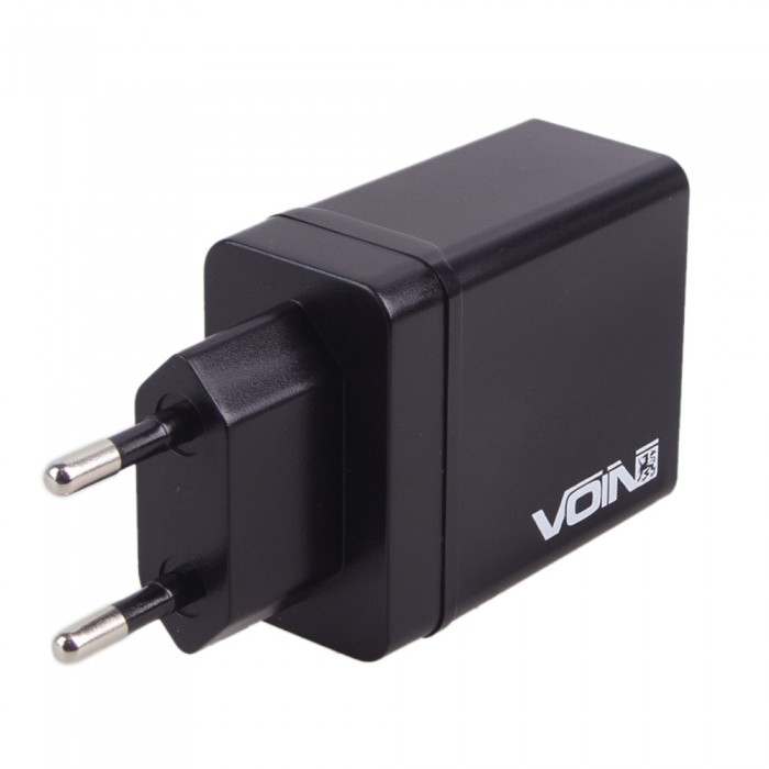 Сетевое зарядное устройство VOIN 30W, 3 USB, QC3.0 (Port 1-5V*3A/9V*2A/12V*1.5A. Port 2/3-5V2.4A) (LC-34830 BK)