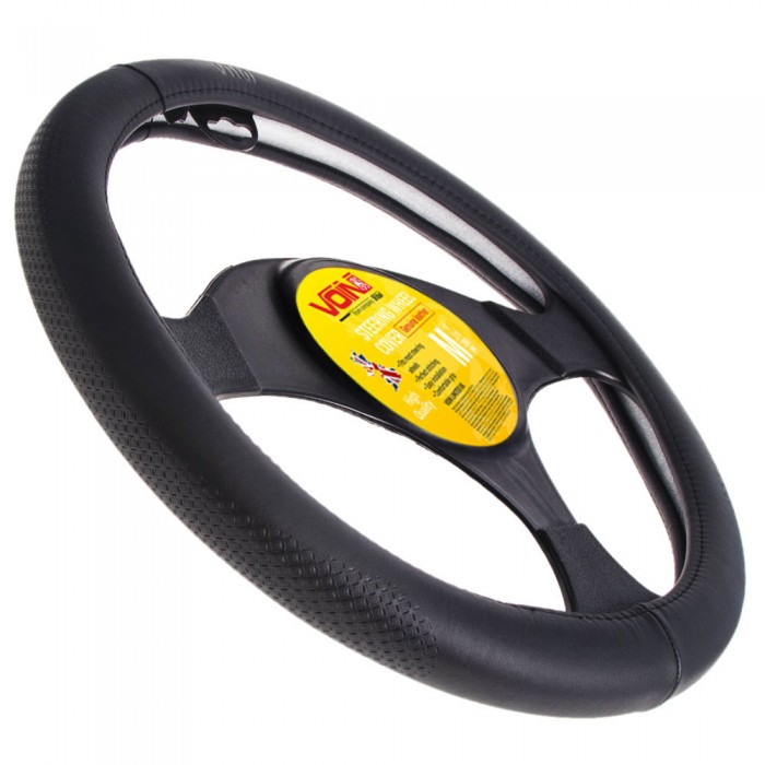 Чехол руля  VLOD-L981 BK L черн/БО/один шов/кожа (VLOD-L981 BK L)