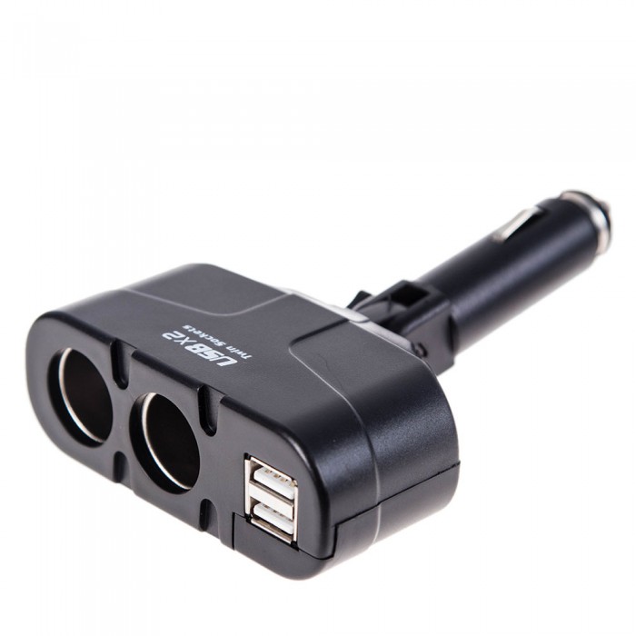 Разветвитель прикуривателя VOIN 2 выхода + 2USB 1500mA/предохр/изм.угол (WF-0668/003) (WF-0668/003)