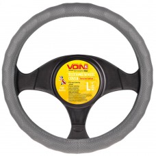 Чехол руля  VLOD-L892 GY L сер/БО/один шов/перф/кожа (VLOD-L892 GY L)