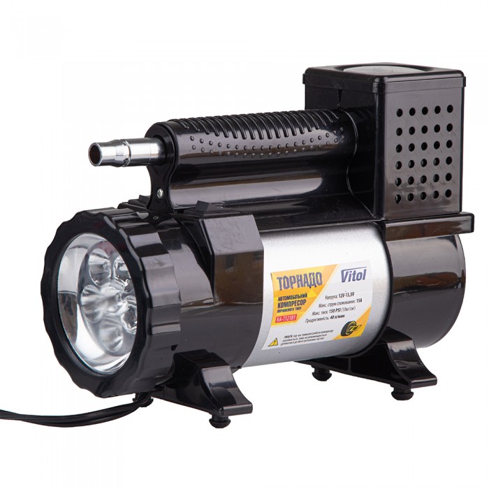Компрессор 'Торнадо' КА-Т12181 150psi/15Amp/40л/фонарь/прикур.+переходник/шланг 3,0м (КА-Т12181)