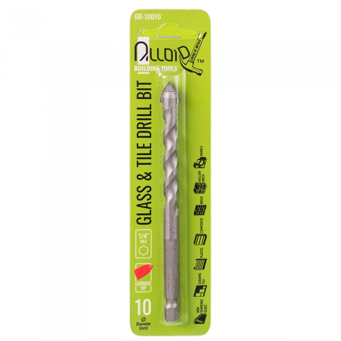 Alloid. Сверло по стеклу и керамике 10мм, хвостовик HEX 1/4', L= 120mm (GB-10010)
