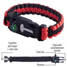 Браслет выживания из паракорта 5 в 1 Red/Black (Red/Black)