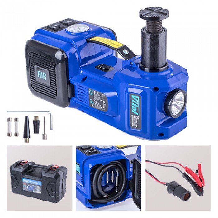 Набор 2 в 1 домкрат электрогидравлический 135-360мм, 12В, 13А, 2т + компрессор 12В, 10А, 35л/мин (HF01-A)