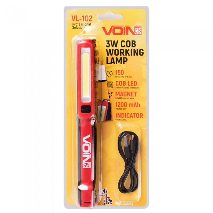 Переноска 'VOIN' VL-102, 3W-COB+3W XPE/АКБ1200mAh/магнит/инд. заряда (VL-102)