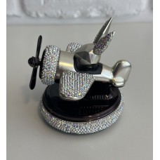 Ароматизатор Зайчик на самолете со стразами silver